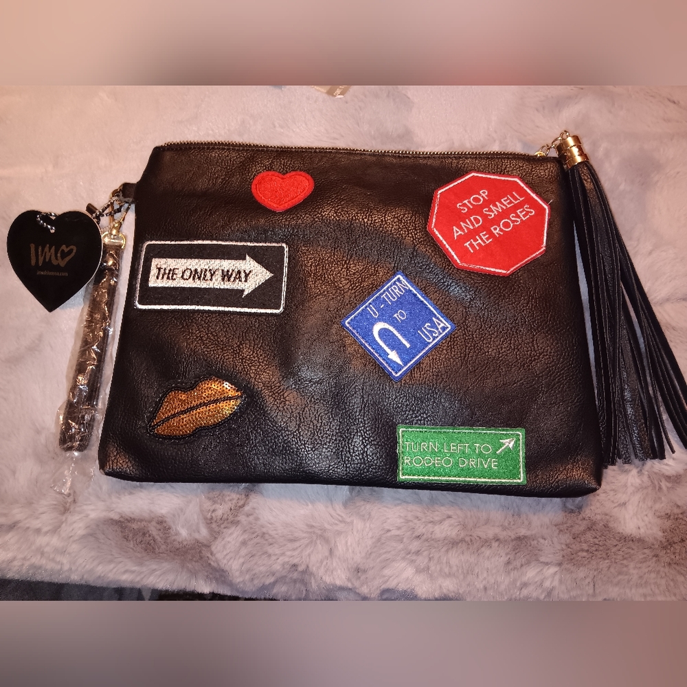Traffic signs black clutch